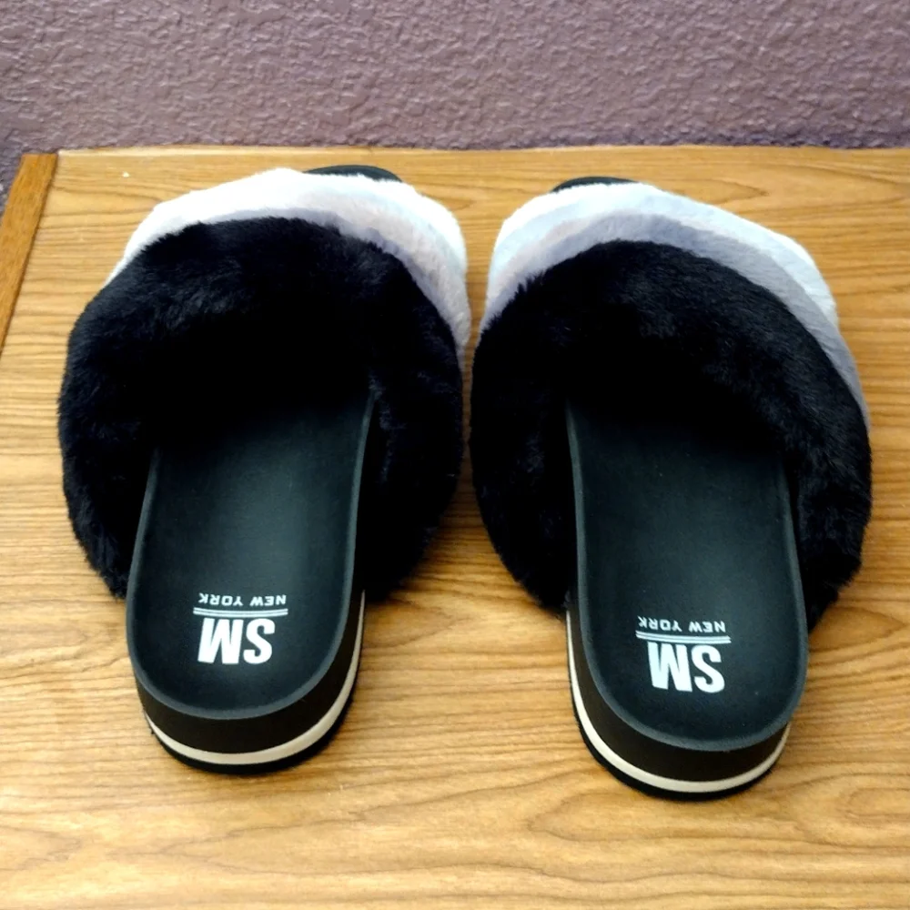 Womens Size 9 SM New York Sausalito Faux Fur Slides Fast Shipping 😊 - Picture 2 of 4